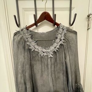 Gray silk top